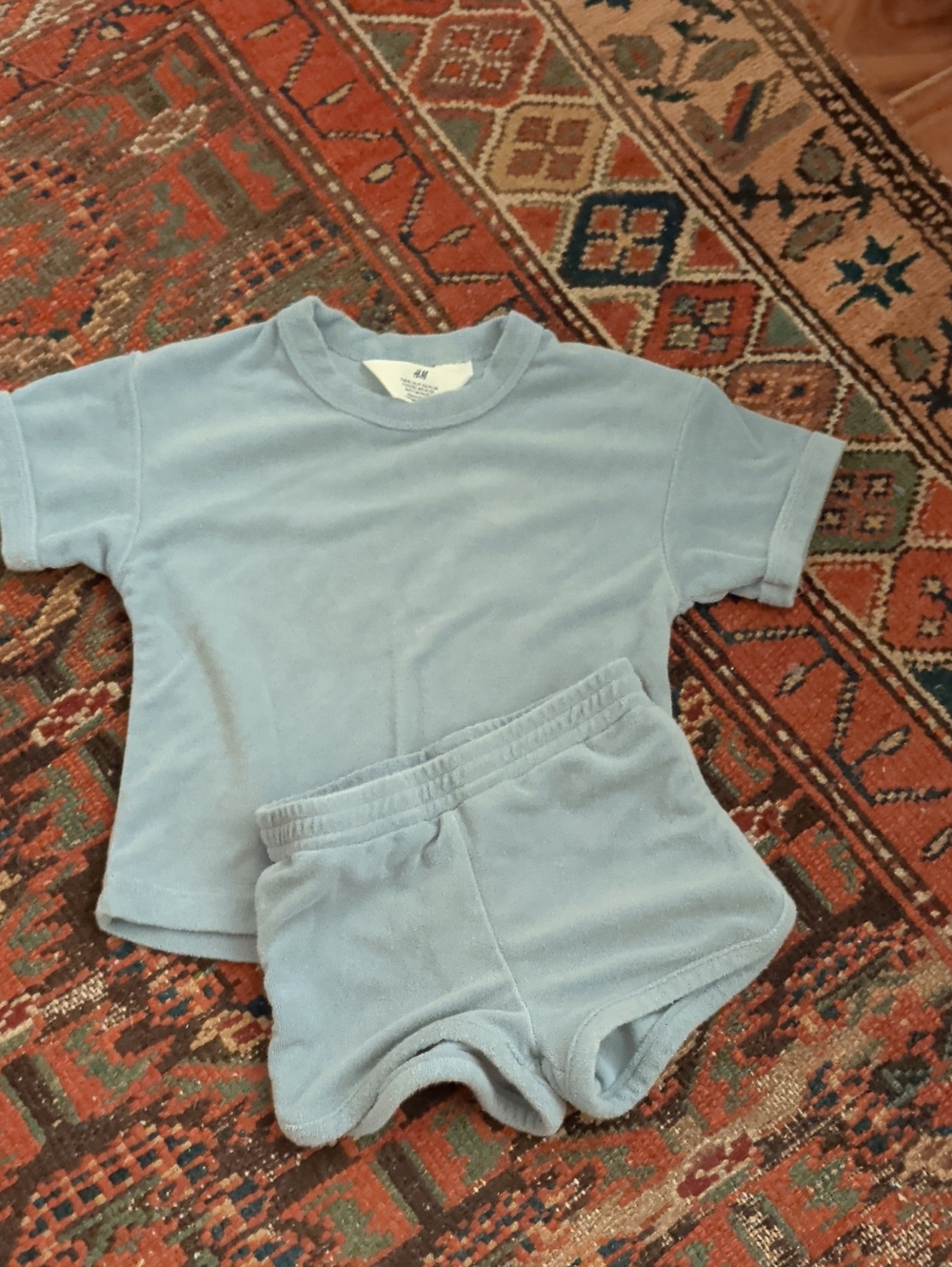 H&M Kids Pale Blue Terry Cloth Tee and Shorts Set